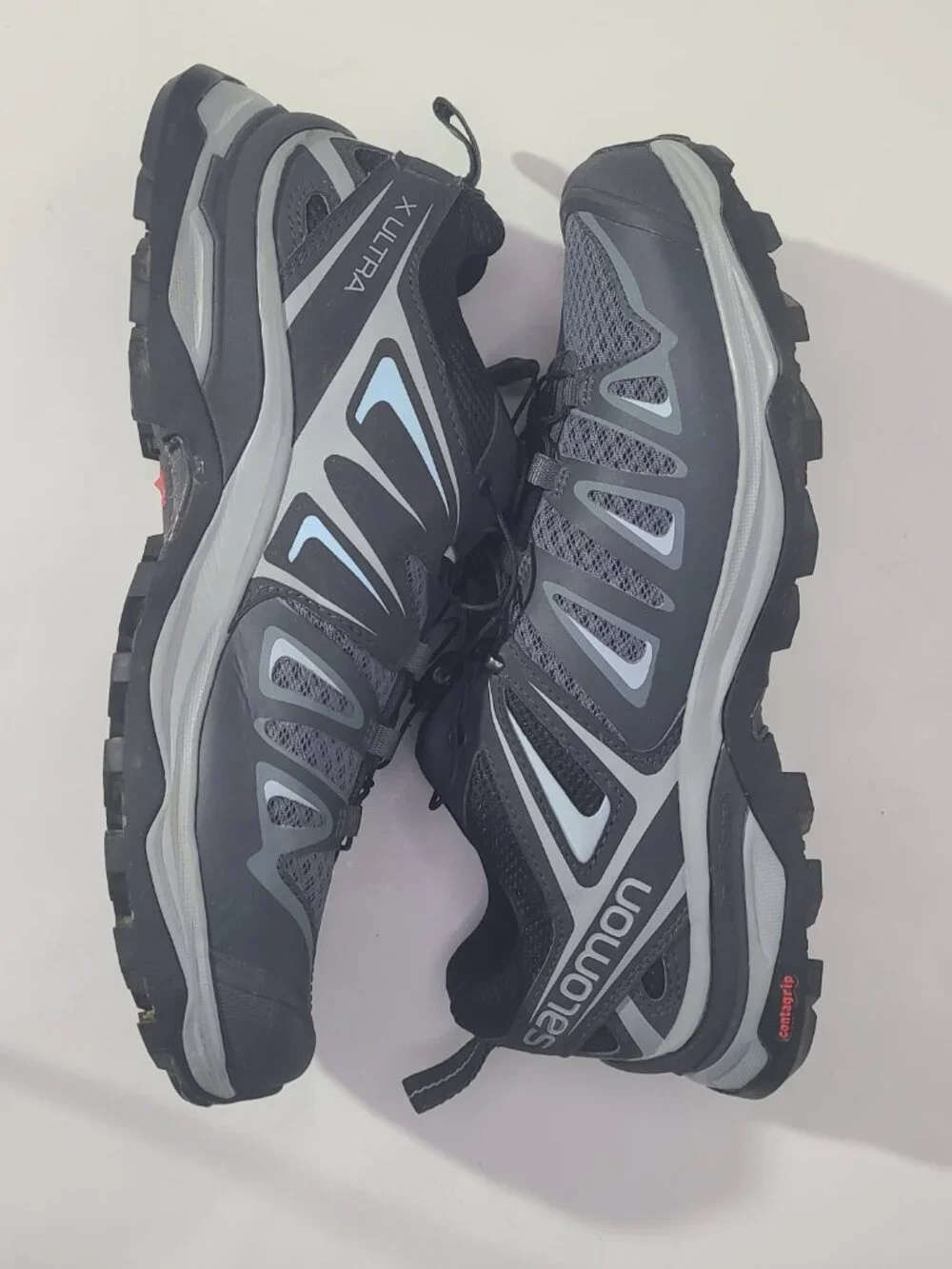 Salomon X Ultra 3 Gray/Black/Blue Hiking Trail Shoes Women's Size 8.5